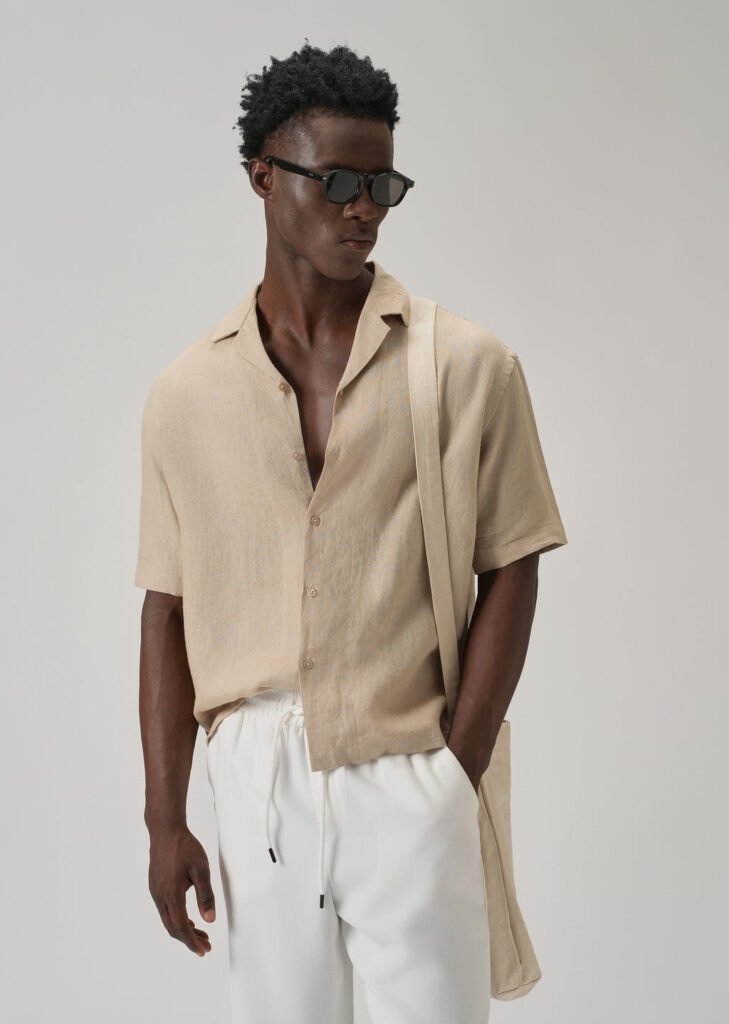 100% Pure Irish Tan Beige Linen Shirt