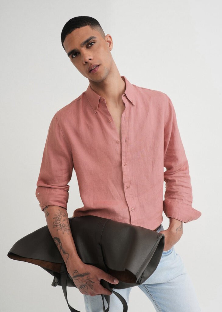 100% Pure Linen Peach Shirt