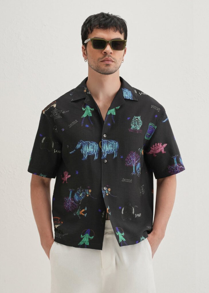 Black Multi Graphic Printed Shirt